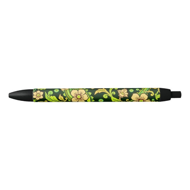 Green Paisley Pattern Black Ink Pen (Front)