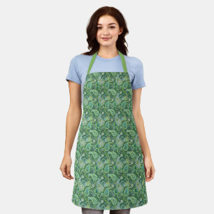 Green Paisley Print Apron
