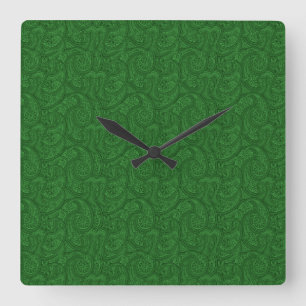 Green Paisley Square Wall Clock