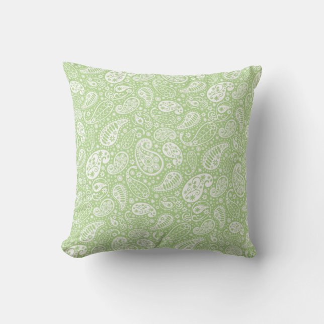 Green Paisley Throw Pillow (Front)
