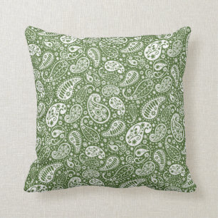 Green Paisley Throw Pillow" Cushion