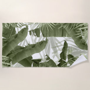 Green Palm Banana Leaves Bliss 1 #art #nature Beach Towel