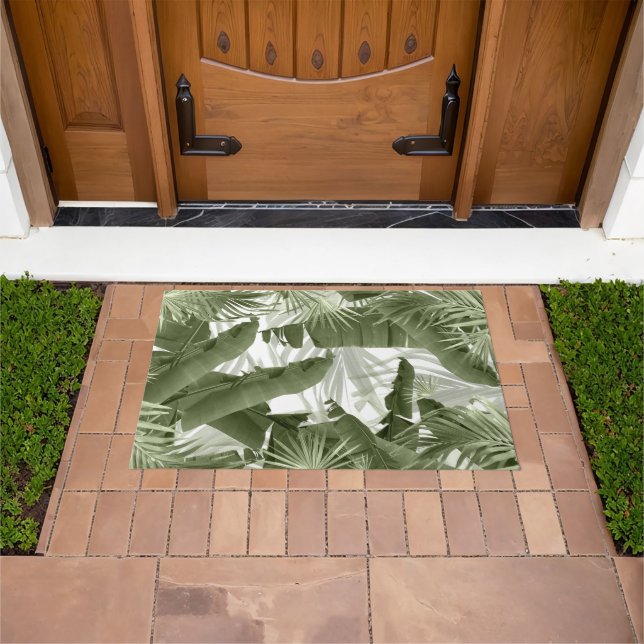 Green Palm Banana Leaves Bliss 1 #art #nature Doormat (Outdoor)