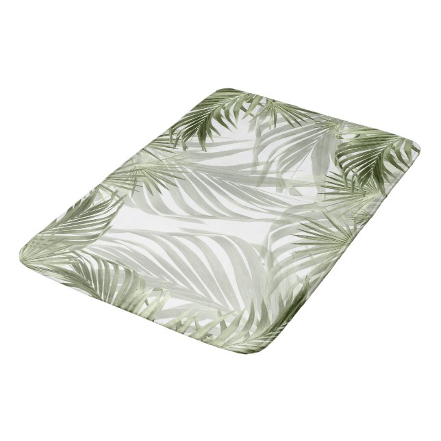Green Palm Bliss 1 #art #natural Bath Mat (Angled)