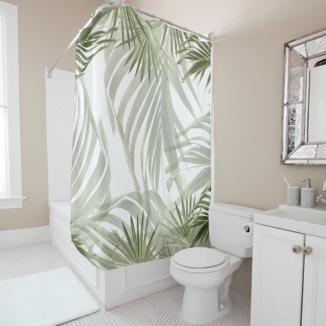 Green Palm Bliss 1 #art #natural Shower Curtain (In Situ)