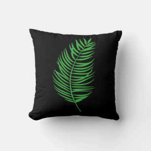 Green Palm Frond Silhouette Cushion