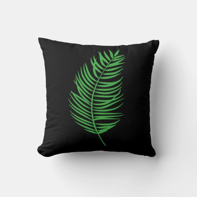 Green Palm Frond Silhouette Cushion (Front)