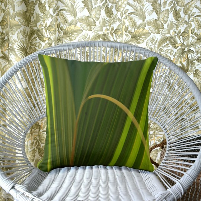 Green Palm Fronds Natural Tropical Abstract Cushion (Creator Uploaded)