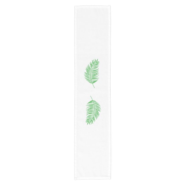 Green Palm Fronds Silhouettes White Short Table Runner (Front)