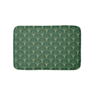 Green Palm Leaf Art Deco Bath Mat