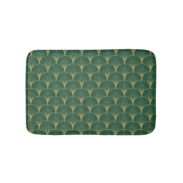 Green Palm Leaf Art Deco Bath Mat (Front)