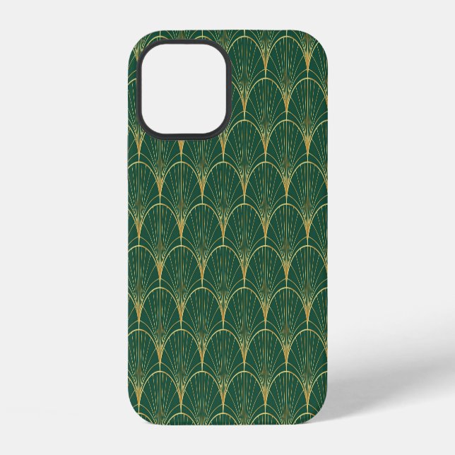 Green Palm Leaf Art Deco iPhone Case (Back)