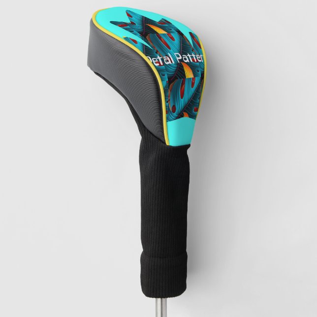 Green Palm Leaf Pattern Golf Head Cover (Angled)