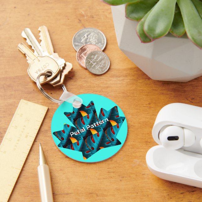 Green Palm Leaf Pattern Key Ring (Desk)