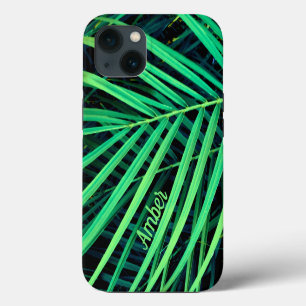 Green Palm Leaf Photo Print Personalised iPhone 13 Case