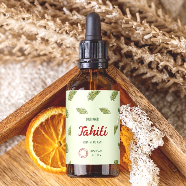 Green Palm Leaves Cosmetics Dropper Bottle Label  (Creator Uploaded)