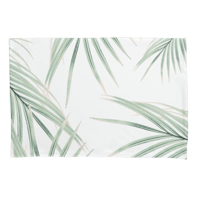 Green Palm Leaves Dream #3 #tropical #decor #art  Pillowcase (Front)