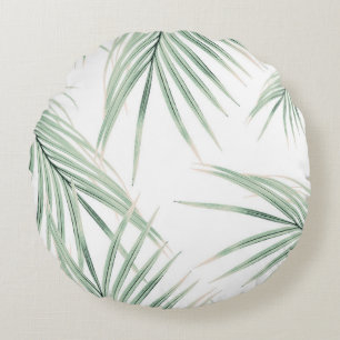 Green Palm Leaves Dream #3 #tropical #decor #art  Round Cushion