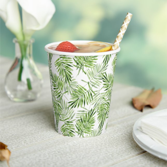 Green Palm Leaves Paper Cups (Insitu)
