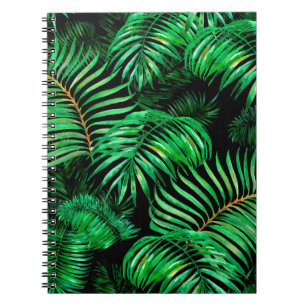 Green palm leaves pattern notebook