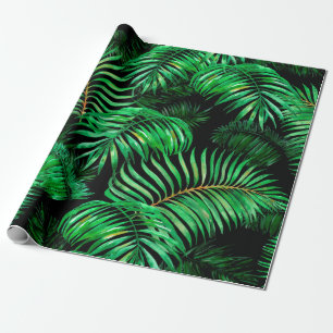Green palm leaves pattern wrapping paper