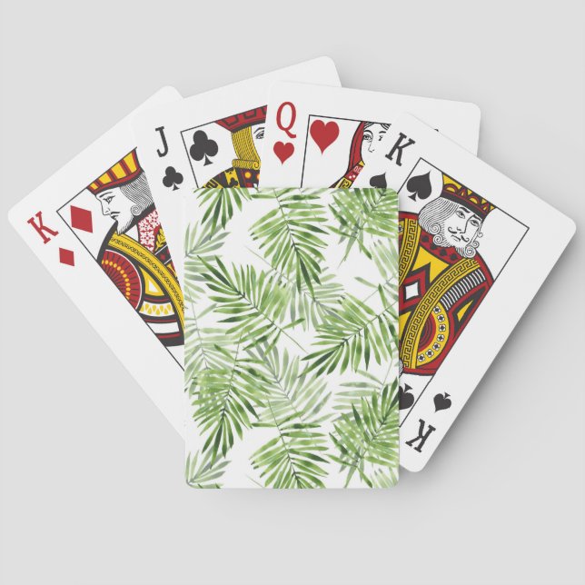 Green Palm Leaves Playing Cards (Back)