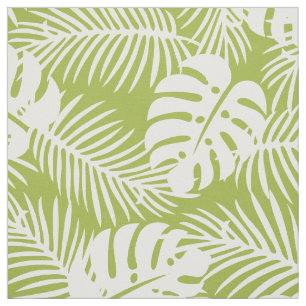 Green Palm Leaves Rainforest Pattern Fabric