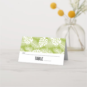 Green Palm Leaves Rainforest Pattern Place Card