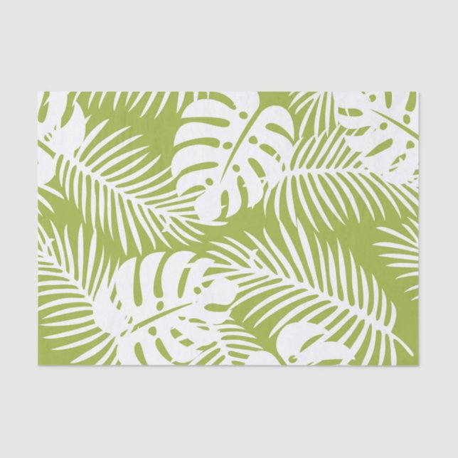 Green Palm Leaves Rainforest Pattern Tissue Paper (Front)