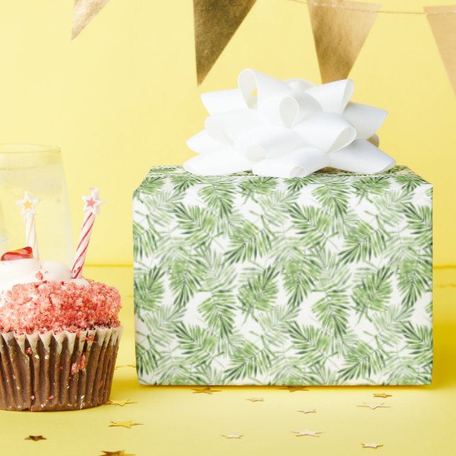 Green Palm Leaves Wrapping Paper (Birthday Party)