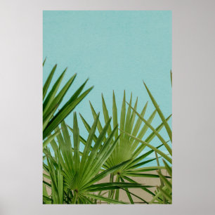 Green palm plant near body of water poster