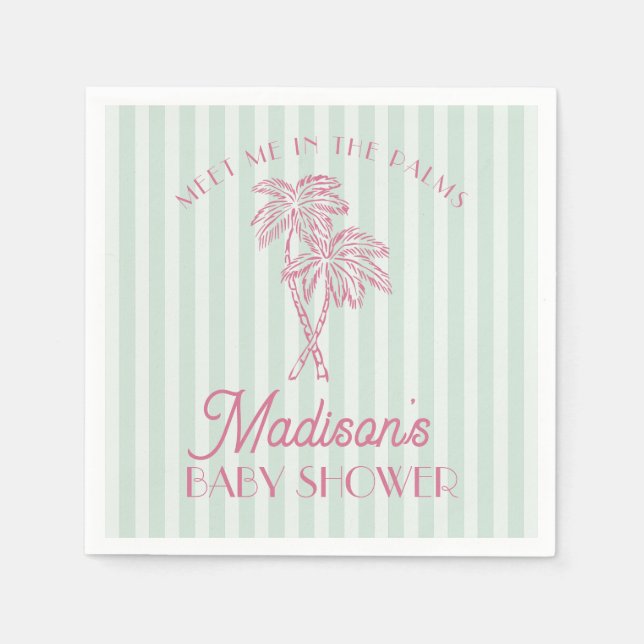 Green Palm Spring Pastel Beach Baby Shower Napkin (Front)