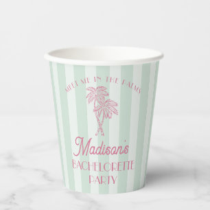 Green Palm Spring Pastel Beach Bachelorette Party Paper Cups