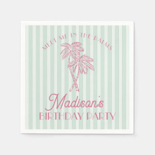 Green Palm Spring Pastel Beach Birthday Party Napkin