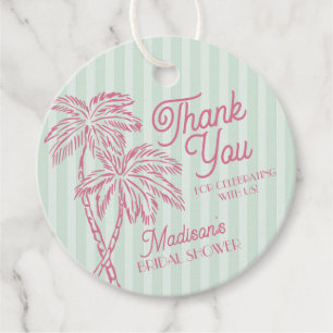 Green Palm Spring Pastel Beach Bridal Shower Favour Tags