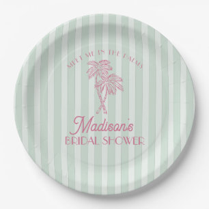 Green Palm Spring Pastel Beach Bridal Shower Paper Plate