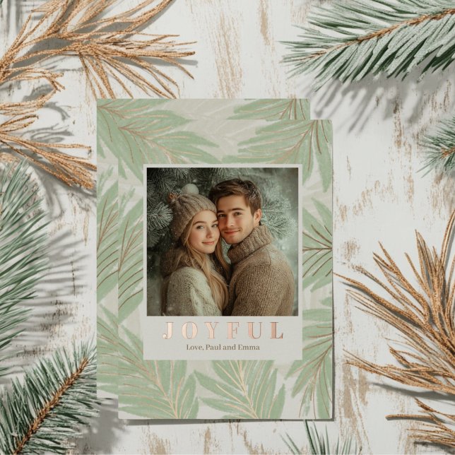 Green Palm Tree Christmas (Pastel Green Foil Holiday Palm Tree Card )