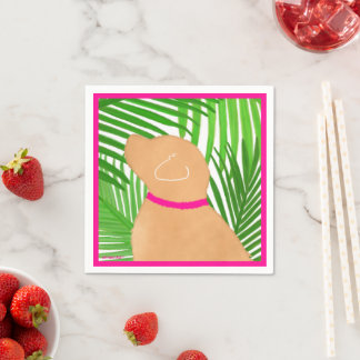 Green Palm Tree Island Dog Napkins