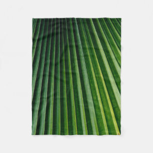 Green palm tree leaves fleece blanket