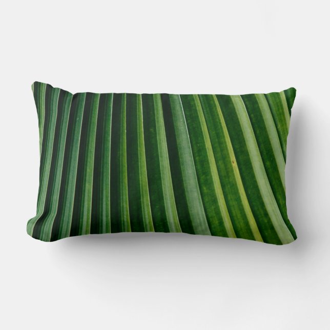 Green palm tree leaves lumbar cushion (Front)