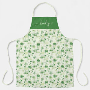 Green Palm Tree Pattern Apron