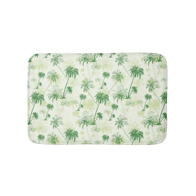 Green Palm Tree Pattern Bath Mat (Front)