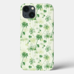 Green Palm Tree Pattern iPhone 13 Case