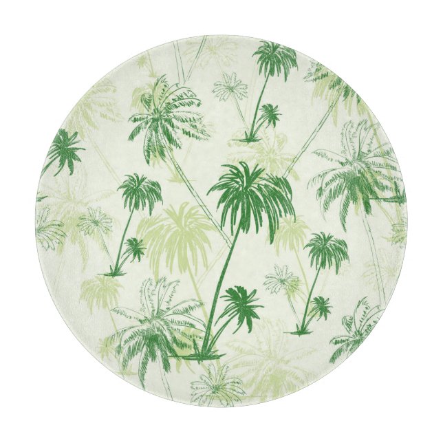 Green Palm Tree Pattern Cutting Board (Front)