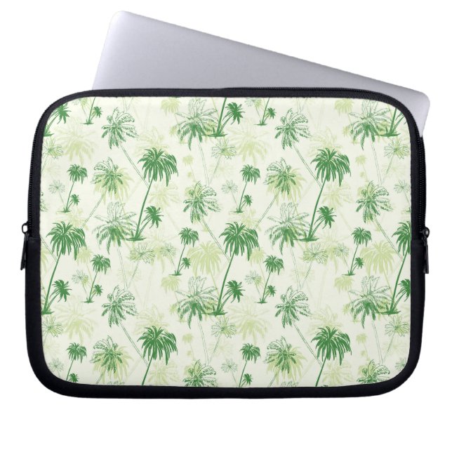 Green Palm Tree Pattern Laptop Sleeve (Front)