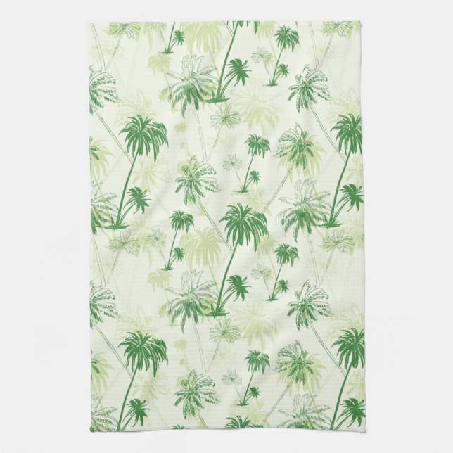 Green Palm Tree Pattern Tea Towel (Vertical)