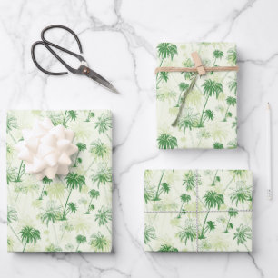 Green Palm Tree Pattern Wrapping Paper Sheet