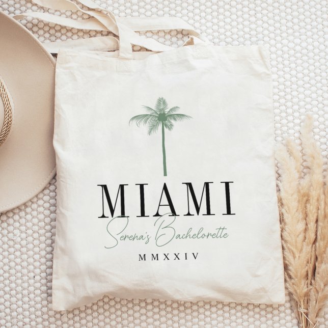 Green Palm Tree Personalised Bachelorette Party Tote Bag (Creator Uploaded)