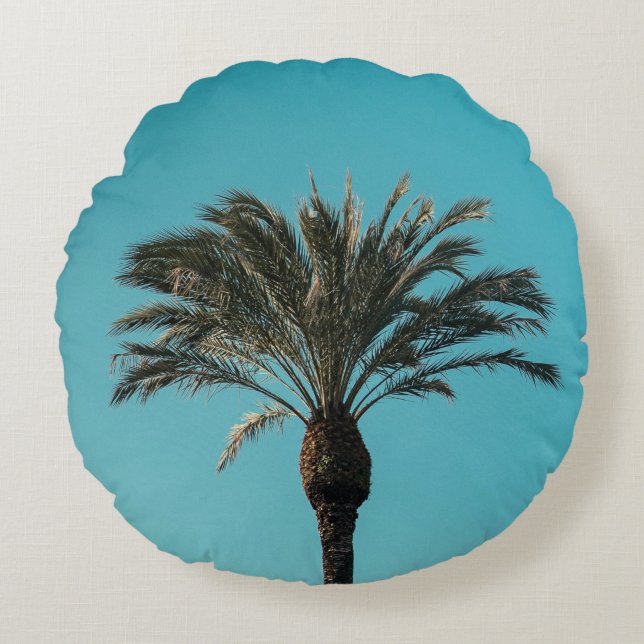 Green palm tree round cushion (Front)