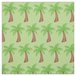 Green Palm Tree Tropical Island Hawaii Beach Vacay Fabric